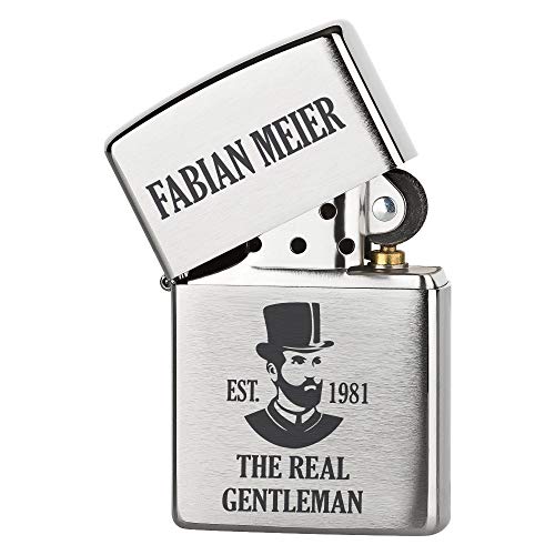 Personalisiert: STURMFEUERZEUG -The Real Gentleman (Kopf)- Geschenk mit Spruch zum Geburtstag Weihnachten für ihn Zippo mit Gravur für Männer (Kopf) von 4youDesign