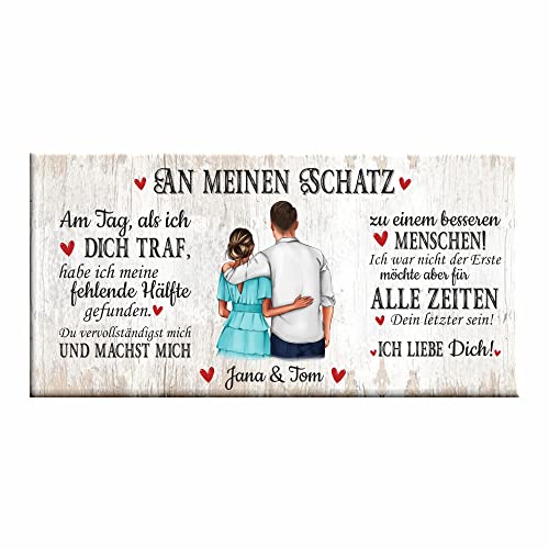 4youDesign Personalisierte Leinwand -An meinen Schatz, 40x20- Geschenkidee mit Namen für die Freundin, Geschenk zum Valentinstag, Geburtstag, Weihnachten (40x20) von 4youDesign