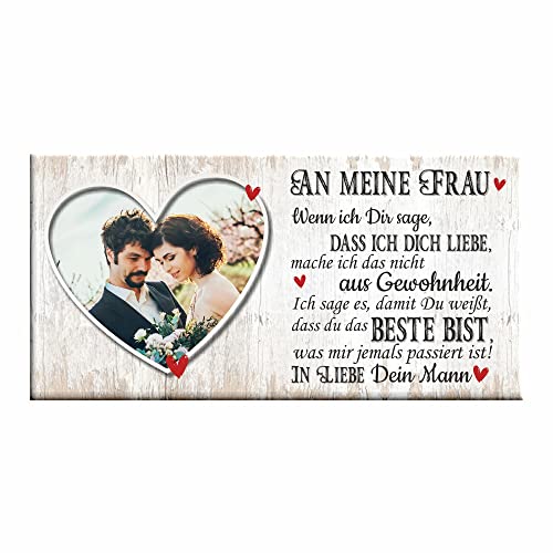 4youDesign Personalisierte Leinwand mit Foto -An meine Frau- Geschenkidee für die Partnerin I Valentinstag, Weihnachten & Geburtstag (40x20cm) von 4youDesign