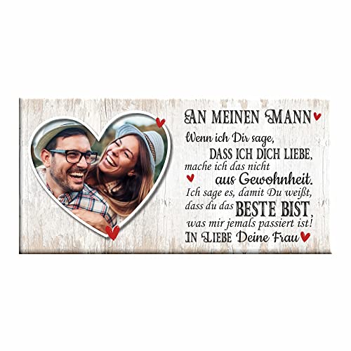 4youDesign Personalisierte Leinwand mit Foto -An meinen Mann- Geschenkidee für den Partner I Valentinstag, Weihnachten & Geburtstag (40x20cm) von 4youDesign