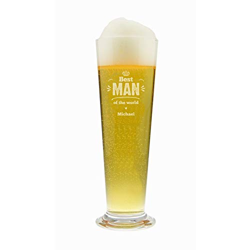 Personalisiertes Bierglas für den Trauzeugen • Best Man of the World • Geschenk mit Gravur | Geschenkidee Trauzeuge Freund Bruder zur Hochzeit | Geschenk Danke (Best Man mit Personalisierung) von 4youDesign