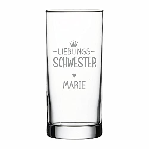 4you DESIGN Personalisiertes Longdrink-Glas mit Namen | Lieblings-Schwester | Geschenk-Idee zu Weihnachten, Geburtstag, Mutter- & Vatertag | Saftglas Spülmaschinenfest | Persönliches Präsent | 485 ml von 4youDesign