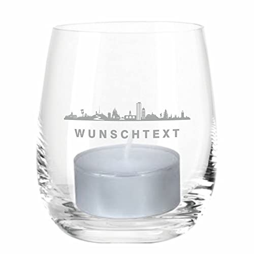 Personalisiertes Windlicht mit Thüringer Skyline Gravur -mit Wunschtext- Souvenir Geschenkidee für Männer & Frauen I Gastgeschenk von 4youDesign