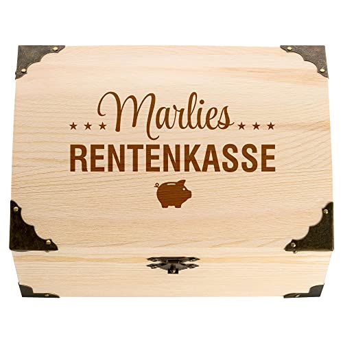 4youDesign Schatztruhe mit Gravur – Rentenkasse – personalisiert mit Name – Geldgeschenk für den Ruhestand – Erinnerungsbox -– Geschenkidee für Rentner 18 x 13 x 10 cm von 4youDesign