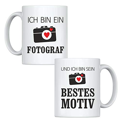 4you DESIGN 2-er Set Tassen " Ich bin ein Fotograf", Lustige Keramiktasse zum Geburtstag, Hochzeit, Weihnachten, Valentinstag, Kaffeebecher für Verlobte, Spaßgeschenk, 2x 330ml von 4youDesign