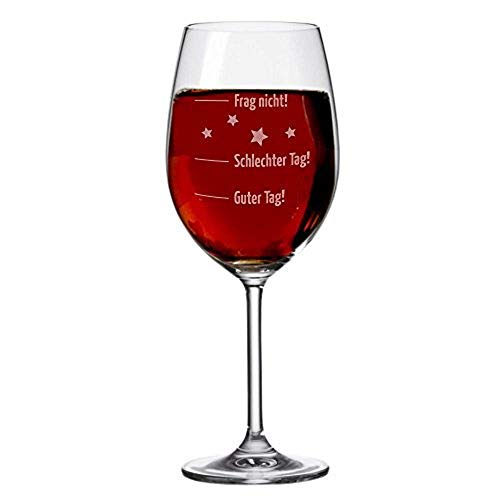 4you Design Weinglas XXL Good Day Bad Day Frag nicht – Glas als Geschenkidee zu Weihnachten – 640 ml groß – Wichtelgeschenk für Kollegen, Männer und Frauen - Spülmaschinengeeignet von 4youDesign