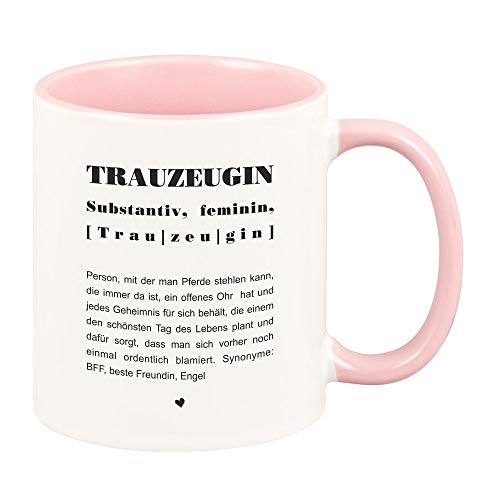 rosa Tasse -Trauzeugin Definition- Trauzeugin Geschenk – Geschenkidee für Männer & Frauen (Trauzeugin) von 4youDesign