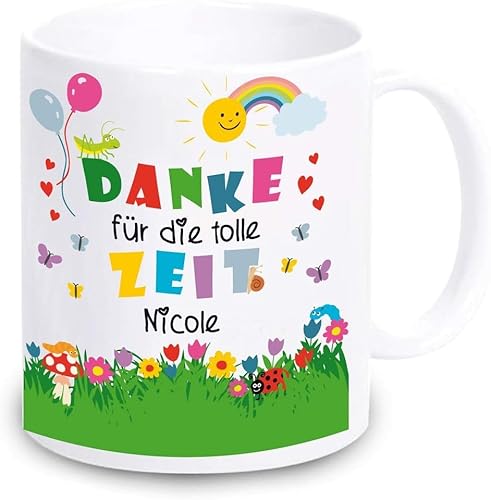 4youDesign Tasse personalisiert mit Namen – Danke für die tolle Zeit – Geschenk für Erzieherin oder Lehrerin zum Abschied – Kaffeebecher als Abschiedsgeschenk Kindergarten & Schule von 4youDesign