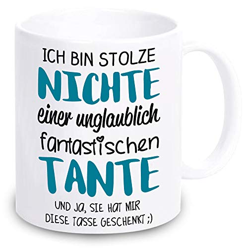 weiße TASSE -Ich bin stolze Nichte einer unglaublich fantastischen Tante- Geschenkidee zum Geburtstag KAFFEEBECHER mit Spruch für sie (Nichte(Tante)) von 4youDesign