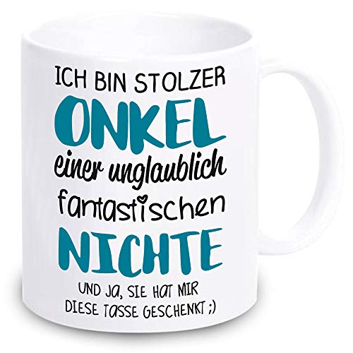 weiße TASSE -Ich bin stolzer Onkel einer unglaublich fantastischen Nichte- Geschenkidee zum Geburtstag KAFFEEBECHER mit Spruch für ihn (Onkel(Nichte)) von 4youDesign