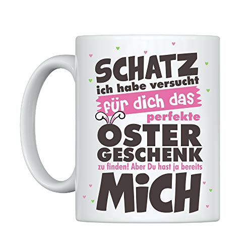 weiße Tasse -Das perfekte Ostergeschenk- Ostertasse lustige Geschenkidee für Sie & Ihn Kaffeebecher mit Spruch (Pink) von 4youDesign