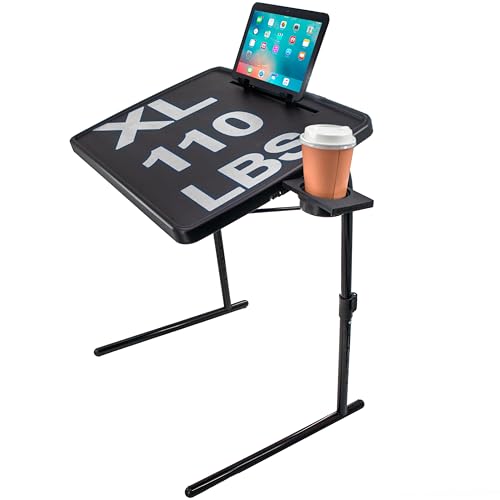 XL verstellbarer TV-Tablett, zusammenklappbar, tragbar und stabil, mit drehbarem Getränkehalter und Tablet-Bücherständer, Tabletttisch für Laptop, Essen, Zeichnen und Snacks, Schwarz XL verstellbarer TV-Tablett, zusammenklappbar, tragbar und stabil, mit drehbarem Getränkehalter und Tablet-Bücherständer, Tabletttisch für Laptop, Essen, Zeichnen und Snacks, Schwarz von 5 STAR SUPER DEALS