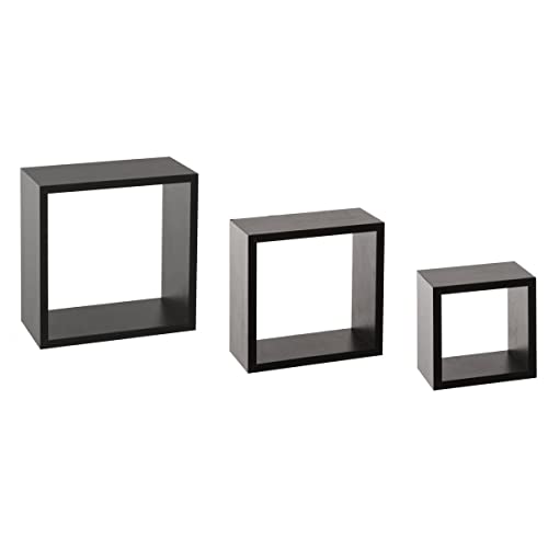 5 five simply smart 3 kleine wandregale fixy würfel schwarz - Set aus 3 schwarzen, würfelförmigen Wandregalen, MDF, Maße B. 15 x T. 9 x H. 15 cm L. 20 x T. 9 x H. 20 cm L. 25 x T. 9 x H. 25 cm von 5 five simply smart