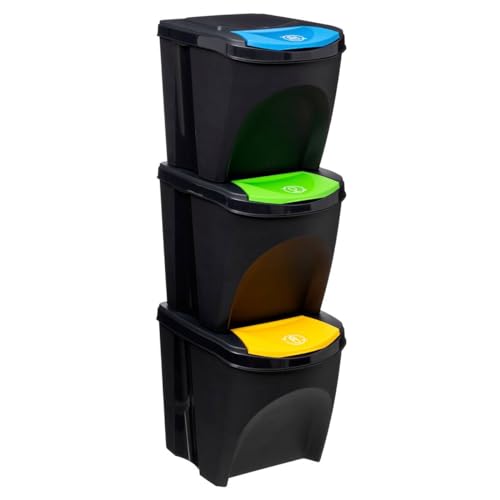 5 five simply smart 3er-set sortierbehälter aus kunststoff 25l von 5 five simply smart