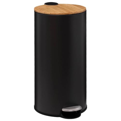 5five - mülleimer mit bambusdeckel 30l "modern color" schwarz von 5 five simply smart