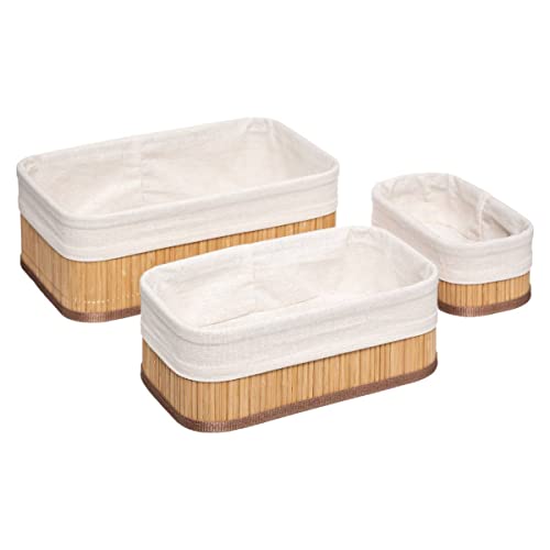 5five - 3 körbe korbwaren Stoff weiß Bambus von 5 five simply smart
