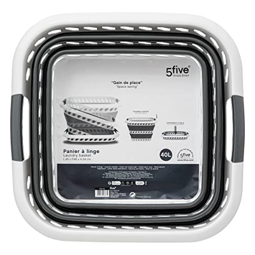 5five - faltbarer wäschekorb 40l grau und weiß 5five - faltbarer wäschekorb 40l grau und weiß von 5 five simply smart