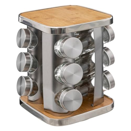 5five - gewürzständer x12 drehbar edelstahl bambus von 5 five simply smart