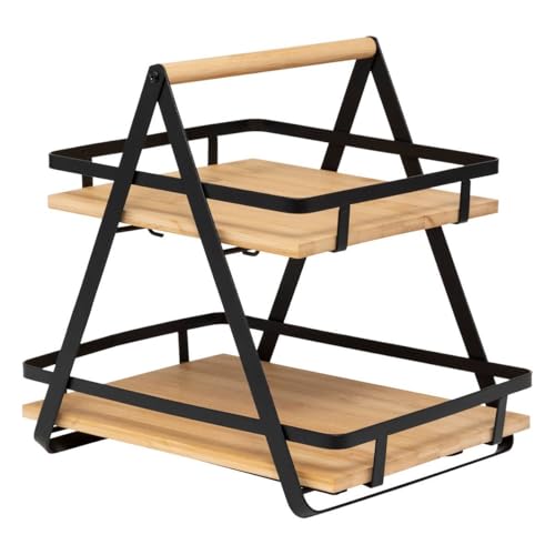 5five - regal "ordera" 2 ebenen mit henkel aus schwarzem bambus von 5 five simply smart
