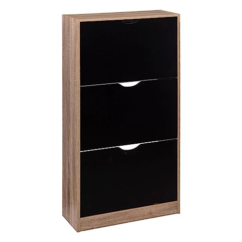 5five - schuhschrank mit 3 schubladen, schwarz, eichenoptik von 5 five simply smart