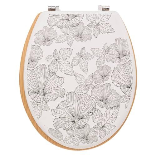 5five - wc-sitz "blackflora" schwarz und weiß aus lackiertem holz von 5 five simply smart