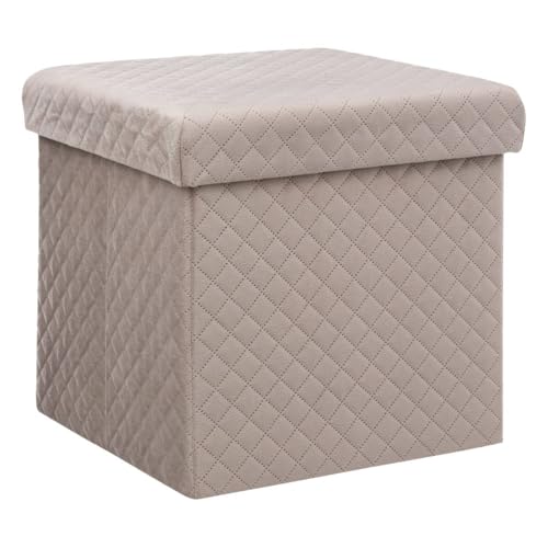 Five 2 in 1 Pouf e contenitore in velluto beige lino 31 x 31 cm von 5 five simply smart