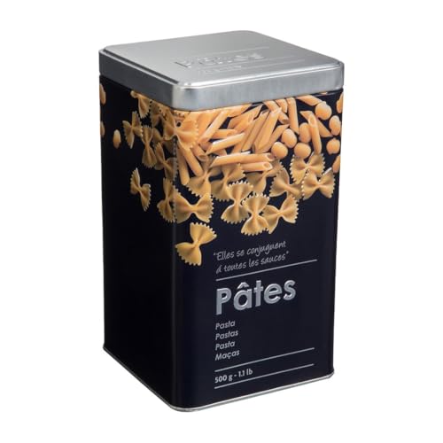 Nudelbox "black edition" schwarz metall 500g - Geprägte Pasta-Boxen, Eisen und Zinn Abmessungen L. 10,8 x l. 10,8 x H. 18,4 cm - 5 five simply smart von 5 five simply smart