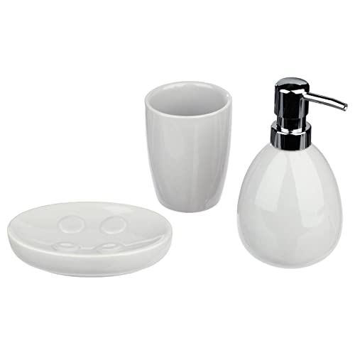 Set mit 3 Badezimmer-Accessoires – moderner Look – Farbe Weiß von 5 five simply smart