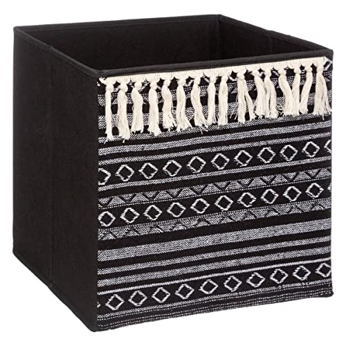 Stoffkorb 31x31 cm "mix n modul" schwarz und weiß pompons - 31 x 31 cm - 5 five simply smart von 5 five simply smart