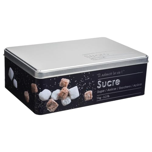 Würfelzuckerdose metall "black edition" schwarz - Box Zucker Reliefs, Eisen und Zinn, Abmessungen L. 20,2 x l. 13,2 x H. 6,7 cm - 5 five simply smart von 5 five simply smart