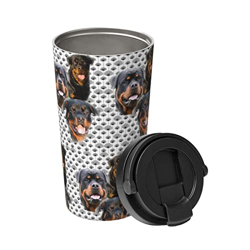 501 Thermobecher Rottweiler Edelstahl Trinkbecher Mit Deckel Isolierbecher Mit Griff Vakuum Kaffeebecher, Für Kaffee Oder Tee, Wasser, 17 Unzen von 501