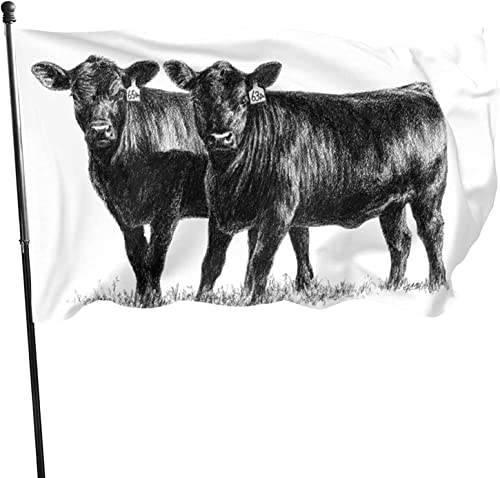 Garten Flaggen Black Angus Rinder Im Freien Garten Fahnen Gedruckt Yard-Flaggen Wetterfeste Feiertage Flags Für Rasen Jahreszeiten Garten 152x90 cm von 501