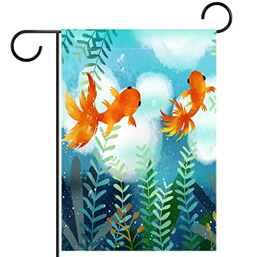 Gartenfahne 30x45cm, Süßer Goldfisch Außenbanner Durable Veranda Dekorationen Flagge Langlebig Garten Breeze Flagge von 501