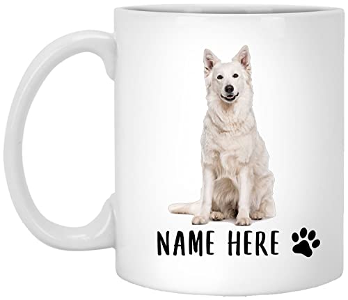 Kaffeebecher Weißer Schäferhund Sitzt Individueller Text Kaffee Tasse Classic Geburtstagstasse Einfache Geschenk Tasse Für Kollegen Büro Geschenk 330 ML von 501