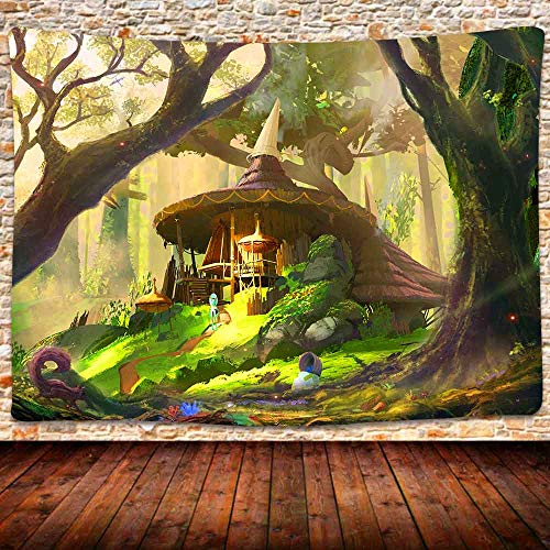 Wandteppich Fairy Fantasy Magic Hut Wand Dekoration Waschbar Wandtuch Kunst Dekoration Wandkunst Dekoration Für Zimmer Picknick Schlafsaal 152x130 cm von 501