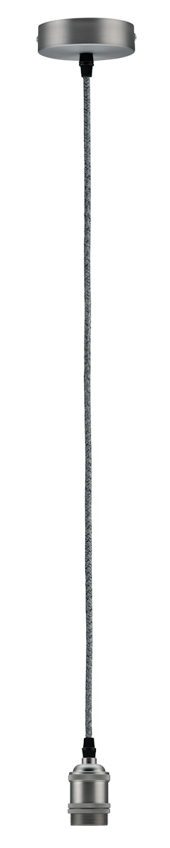 Paulmann Pendelfassung mit Stoffkabel in Grau/Nickel gebürstet von Paulmann