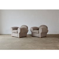 Superb Paar Club Chairs, Gepolstert in Reinem Alpaka von 506070