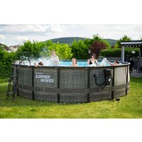 Summer Waves Elite Pool Komplett-Set inkl. Filterpumpe & Poolcover Ø 488x122 cm rattan grau von 50NRTH