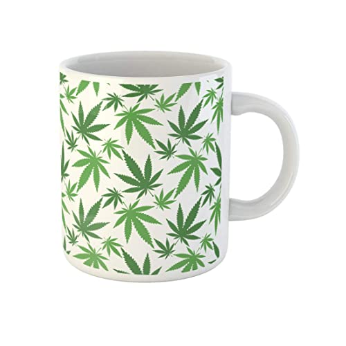 511 Buntes Unkraut Cannabis Blätter Grünes Muster Marihuana Hanf Medizinisch Tee Tasse Personalisierte Porzellan Tasse Schönem Bedrucken Tasse Für Den Partner, Ostern 330Ml von 511