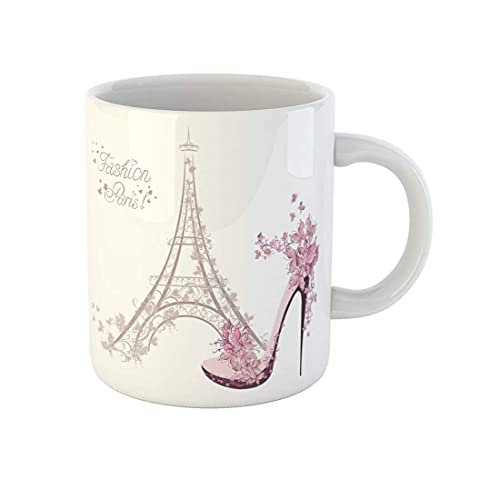 511 Rosa Schuhe Mit Hohen Absätzen des Eiffelturms Paris Kaffee Tasse Dekorativ Tasse Schönem Porzellan Tasse Für Den Partner, Familie 330Ml von 511
