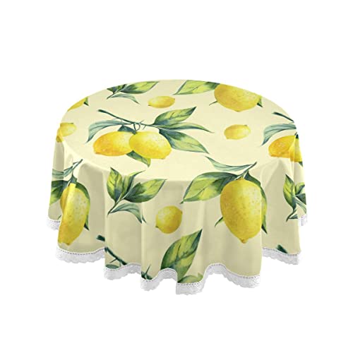 Garten Tischdecke Vintage Gelbe Zitrone Mit Blättern Splashmat Waschbare Wachstischdecke Pflegeleicht Tischdecke Für Garten, Party, Küche, 152Cm Garten Tischdecke Vintage Gelbe Zitrone Mit Blättern Splashmat Waschbare Wachstischdecke Pflegeleicht Tischdecke Für Garten, Party, Küche, 152Cm von 518
