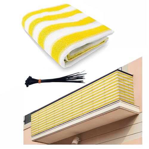 51buyoutgo Balkon Sichtschutz, Garten Balkon Sichtschutz & Schutzgitter, 300x90cm Outdoor Sichtschutzmatten & Schutz Terrasse Windschutz Balkonnetz für Sonnenabdeckung Wind UV und Wetterfest Gelb von 51buyoutgo