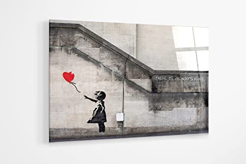 52 North Banksy Graffiti Girl with Balloon - there is always hope Premium Acrylglas Kunstdruck Wandkunst Leinwand Geschenk (A1 80 x 60 cm) von 52 North
