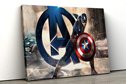 52 North Kunstdruck auf Leinwand, Motiv Superheld Captain America 2 Marvel Charakter Splatter (A2) von 52 North