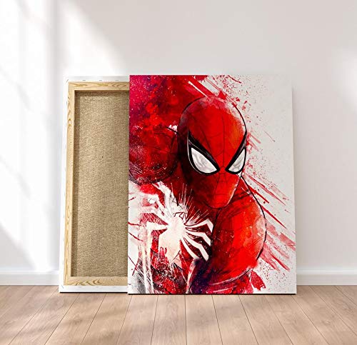 52 North Kunstdruck auf Leinwand, Motiv Superhero Spiderman 4 Marvel Charaktere, gerahmt A2 59x42cm (23.4x16.5inch) Bunt von 52 North