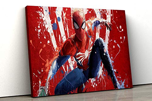 52 North Kunstdruck auf Leinwand, gerahmt, Motiv Superheld, Spiderman, Marvel-Charakter, A1b, 80 x 60 cm von 52 North