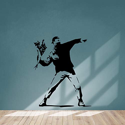 Banksy berühmter Graffiti-Wandaufkleber, Transfer-Aufkleber, für Schlafzimmer, Zuhause, Badezimmer, Küche, Vinyl (Blumenwerfer) von 52 North