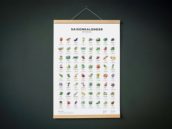 531 Rheinland Design Saisonkalender Obst & Gemüse, Küchen Deko, wall decor, Poster / Plakat in Farbe von 531 Rheinland Design