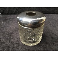 Antik Cs Fs Hobnail Glas Sterling Silber Deckel Vanity Tischflasche Baumwolle Wolle, Haar von 5426408