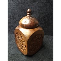 Vintage Geschnitzter Tea Caddy Aus Holz/Vorratsbehälter von 5426408